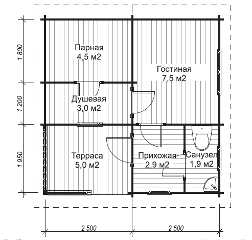 Баня из бруса И6 ( 5 на 5 м.) стоимость строительства под ключ ~22.500 руб. — изображение 3